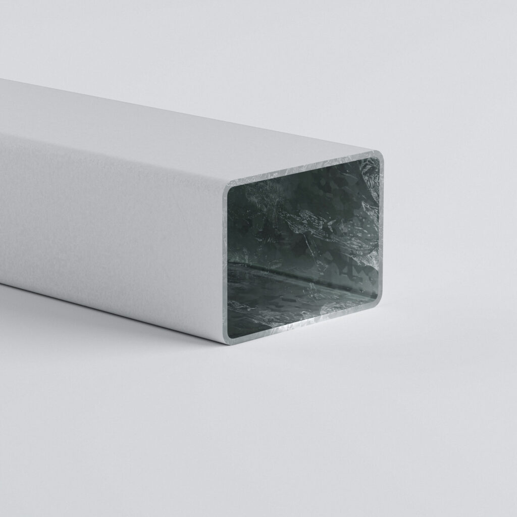 Rectangular metal tube with smooth edges