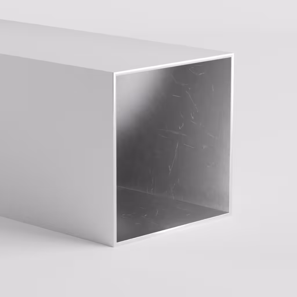 Rectangular metal tube with reflective interior surface.
