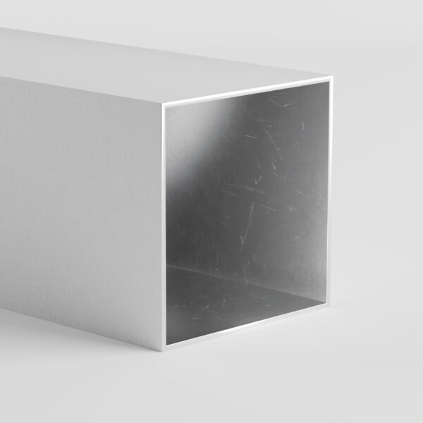 Rectangular metal tube with reflective interior surface.