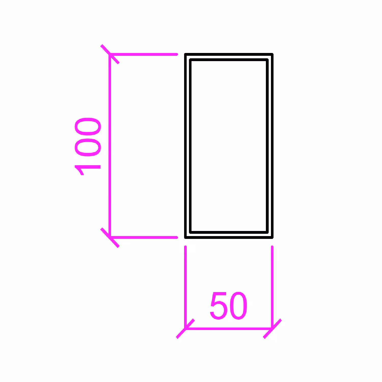 100 x 50mm aluminium beams 6000mm length