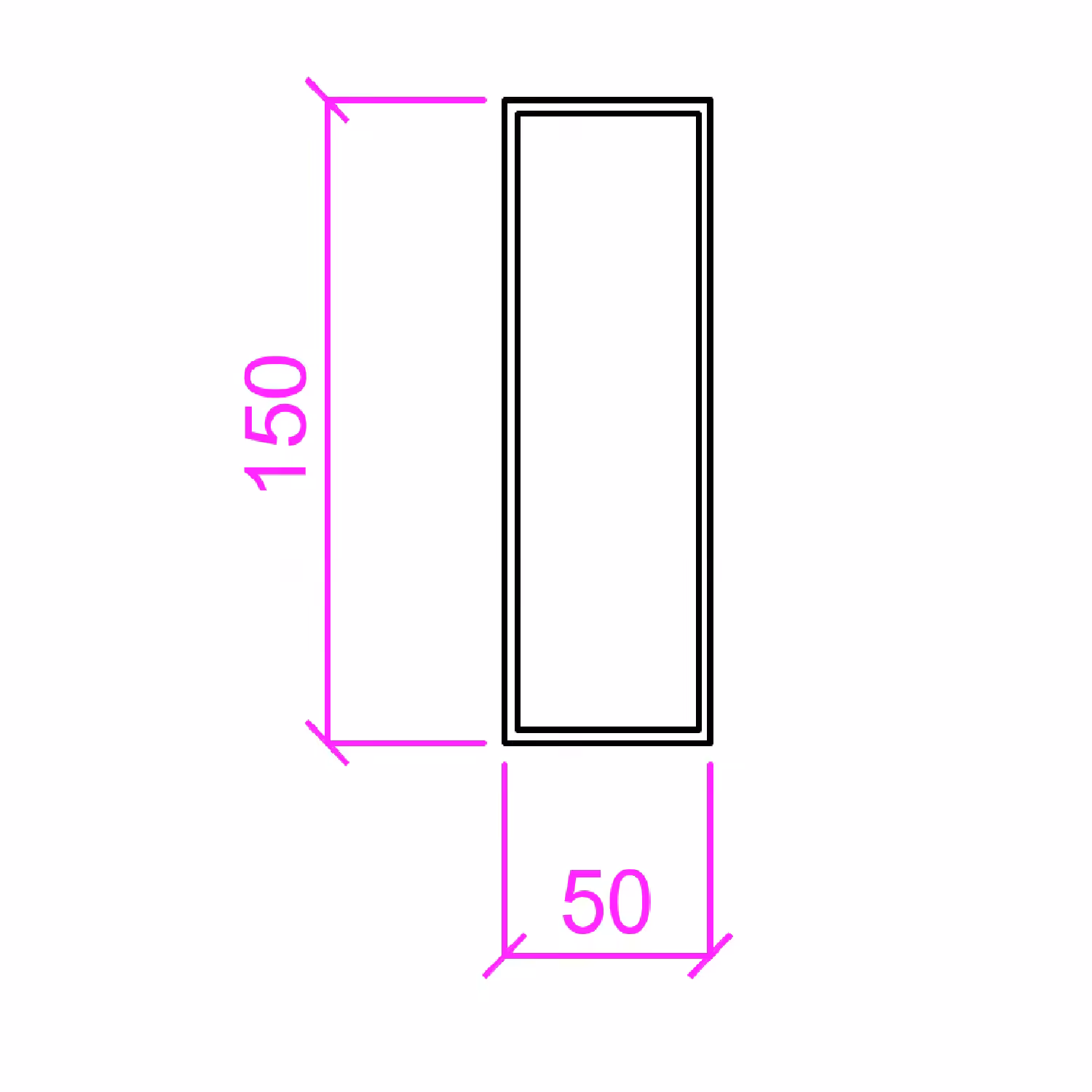150 x 50mm aluminium beams 6000mm length