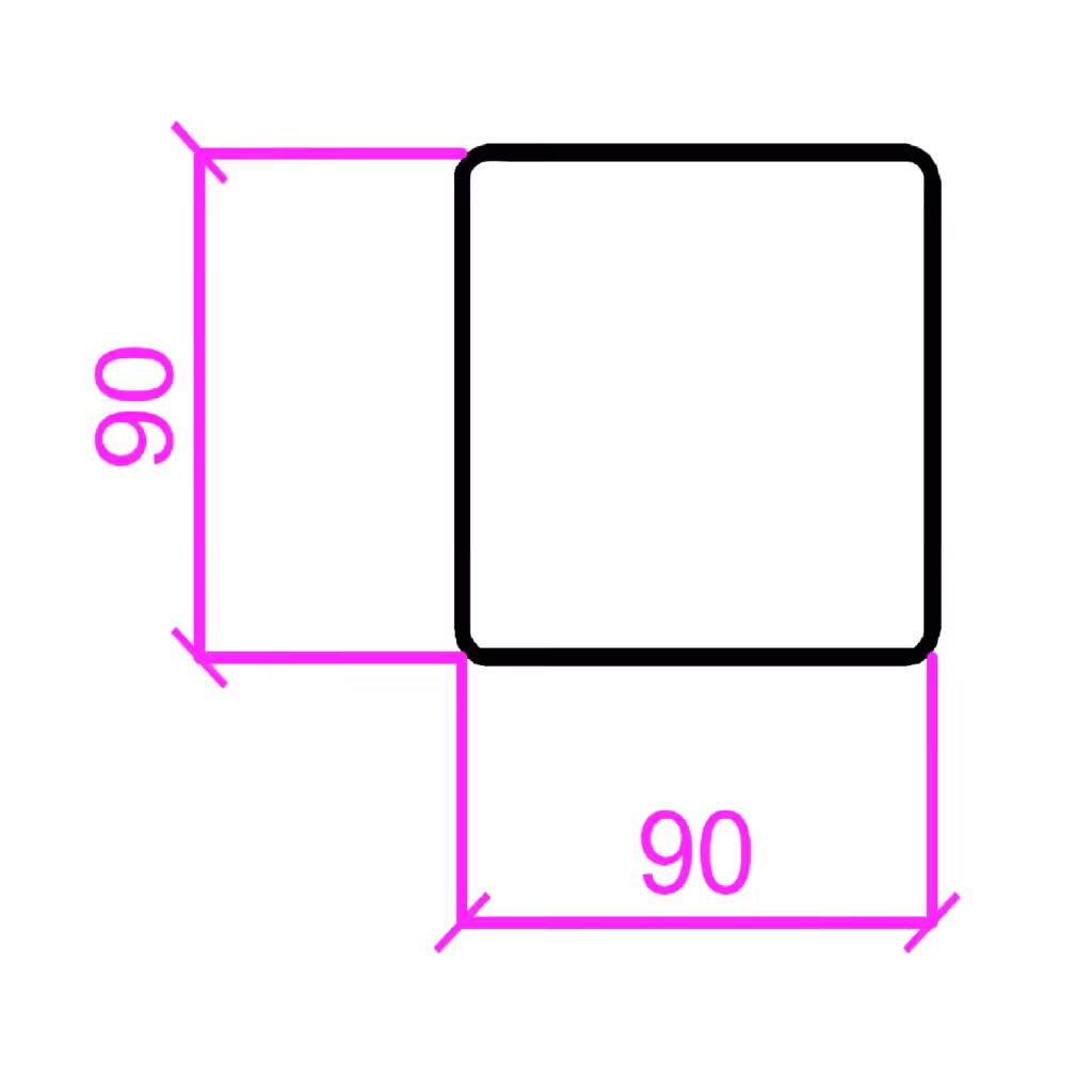 90 x 90mm aluminium post 6500mm length