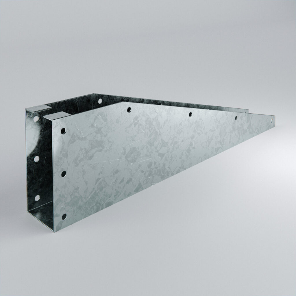 Metal bracket with holes for mounting applications.