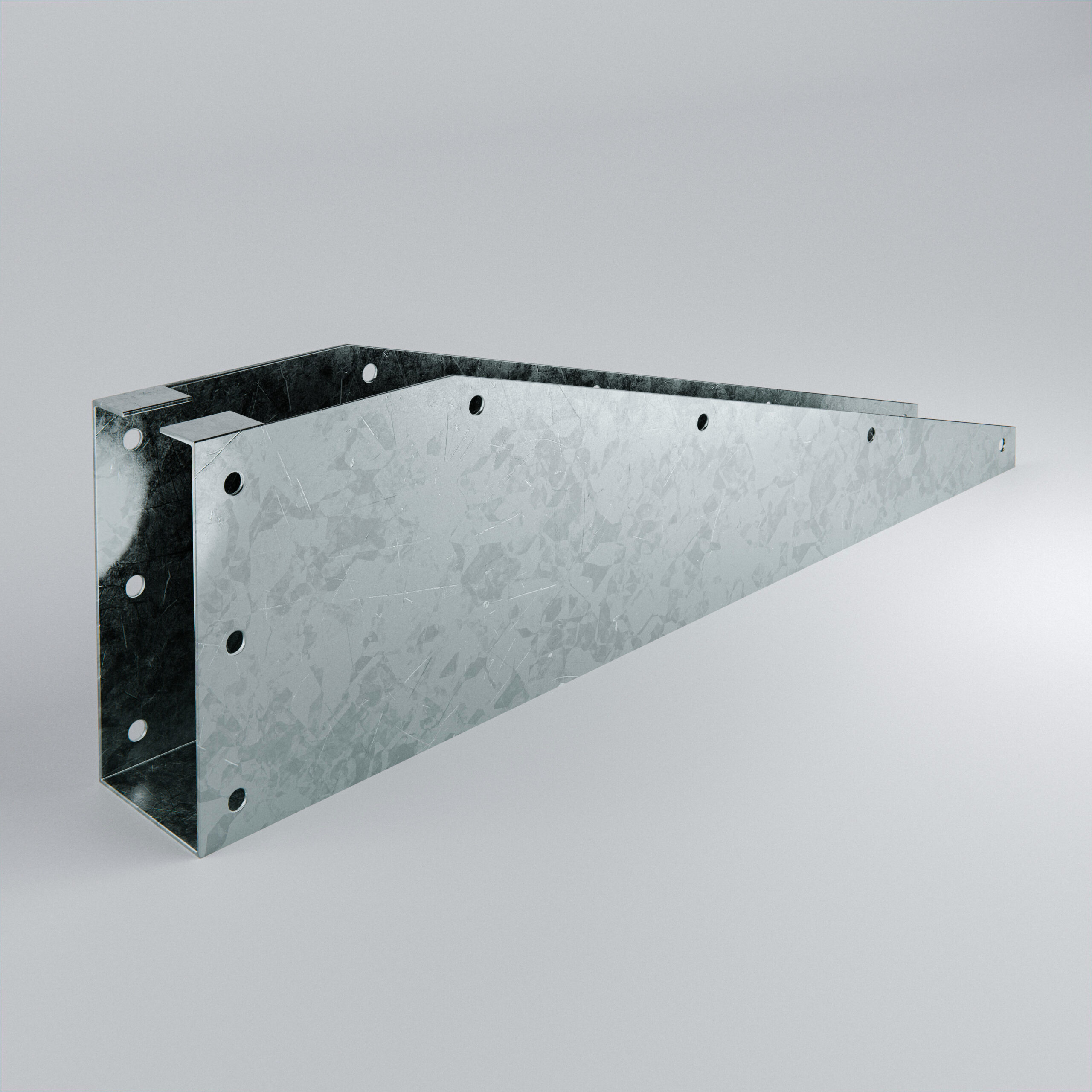 Metal bracket with holes for mounting applications.