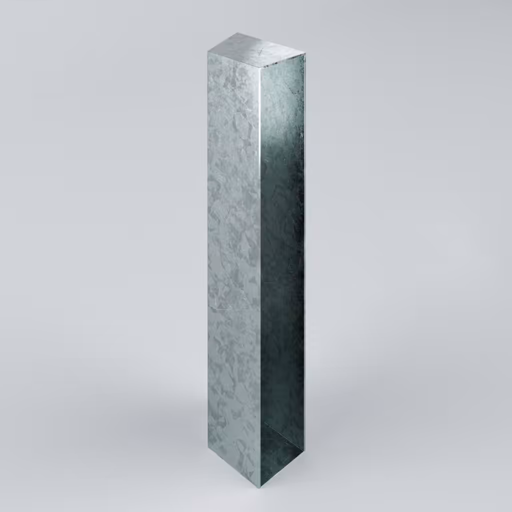 Metallic rectangular tube on a grey background