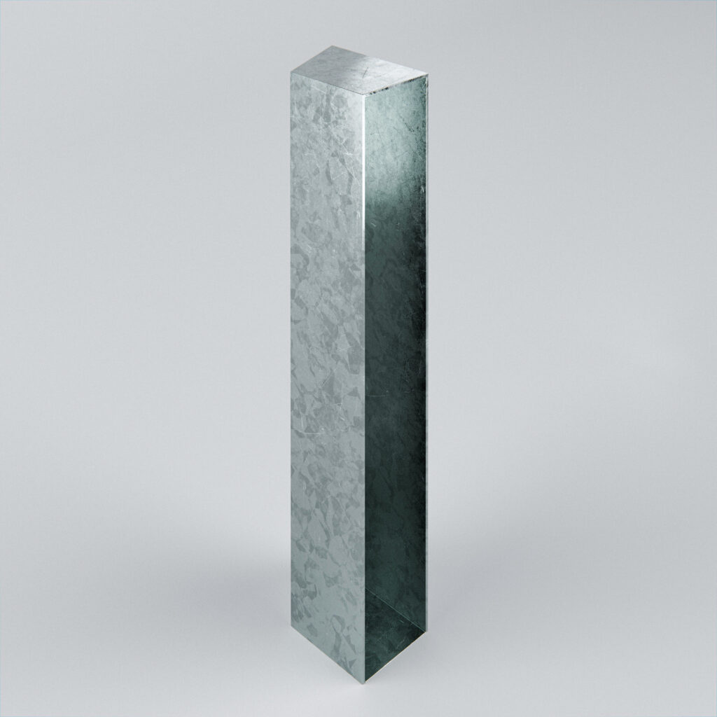 Metallic rectangular tube on a grey background