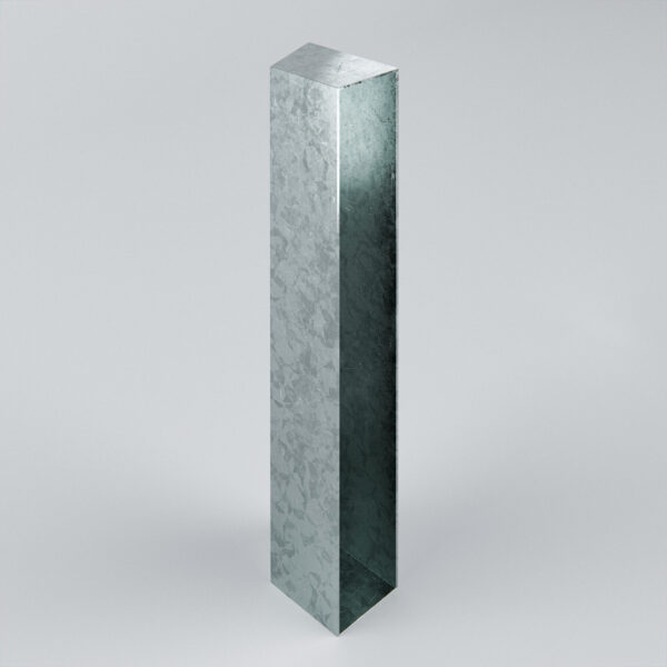 Metallic rectangular tube on a grey background