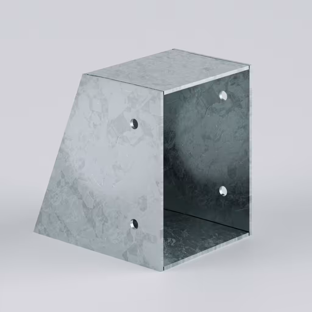 Geometric metal structure with visible holes.