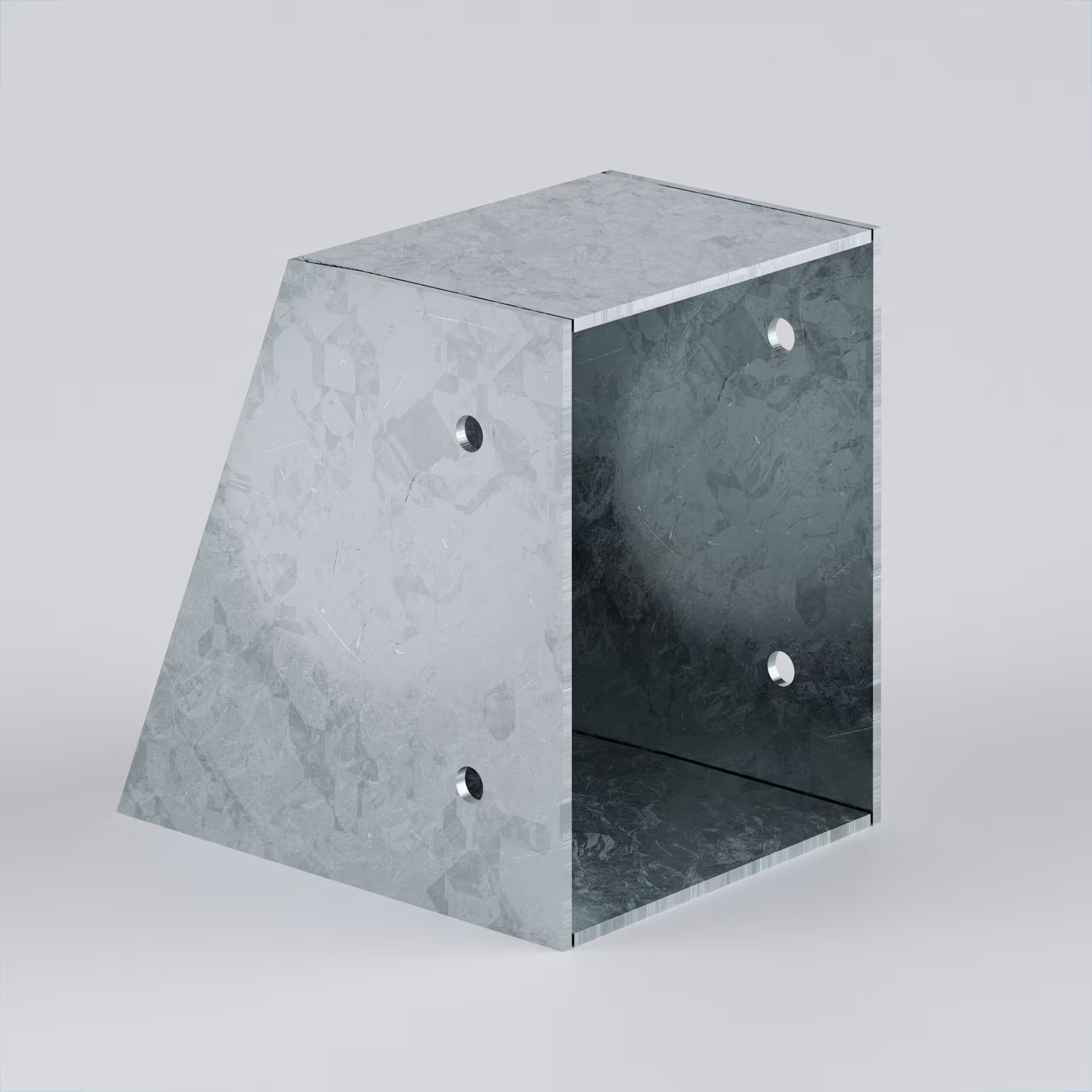 Geometric metal structure with visible holes.