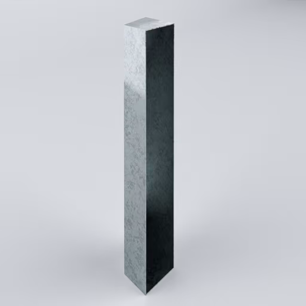 Tall grey metal column on a light background.