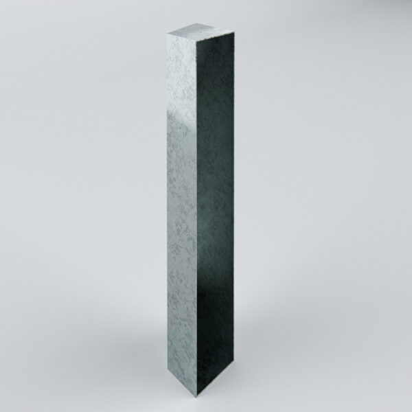 Tall grey metal column on a light background.