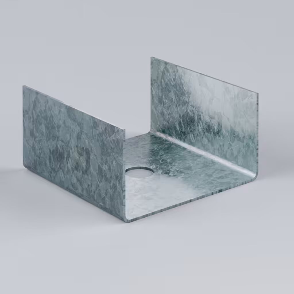 Metal bracket with a central hole for fastening