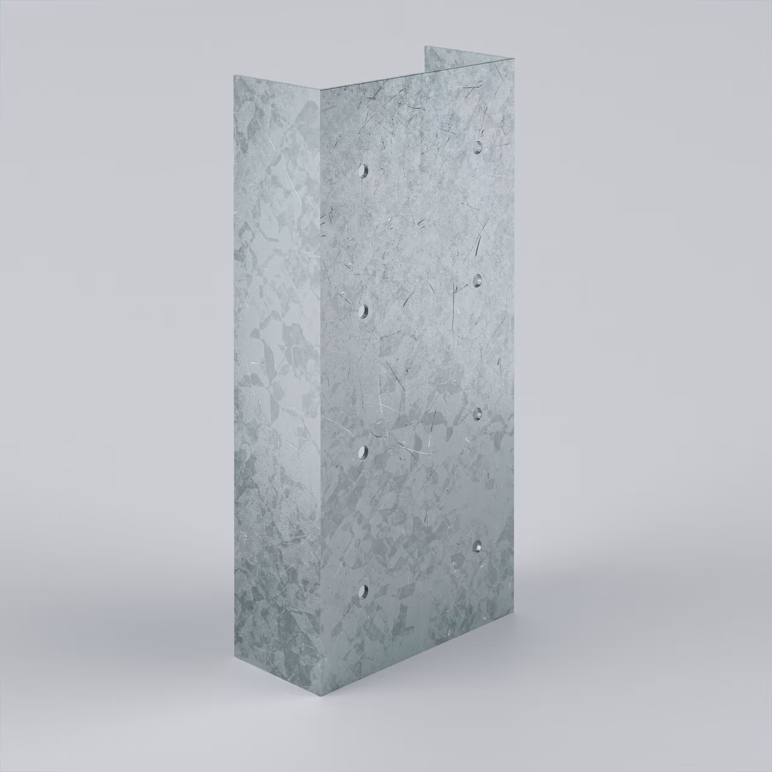 Transparent panel with textured surface and holes.