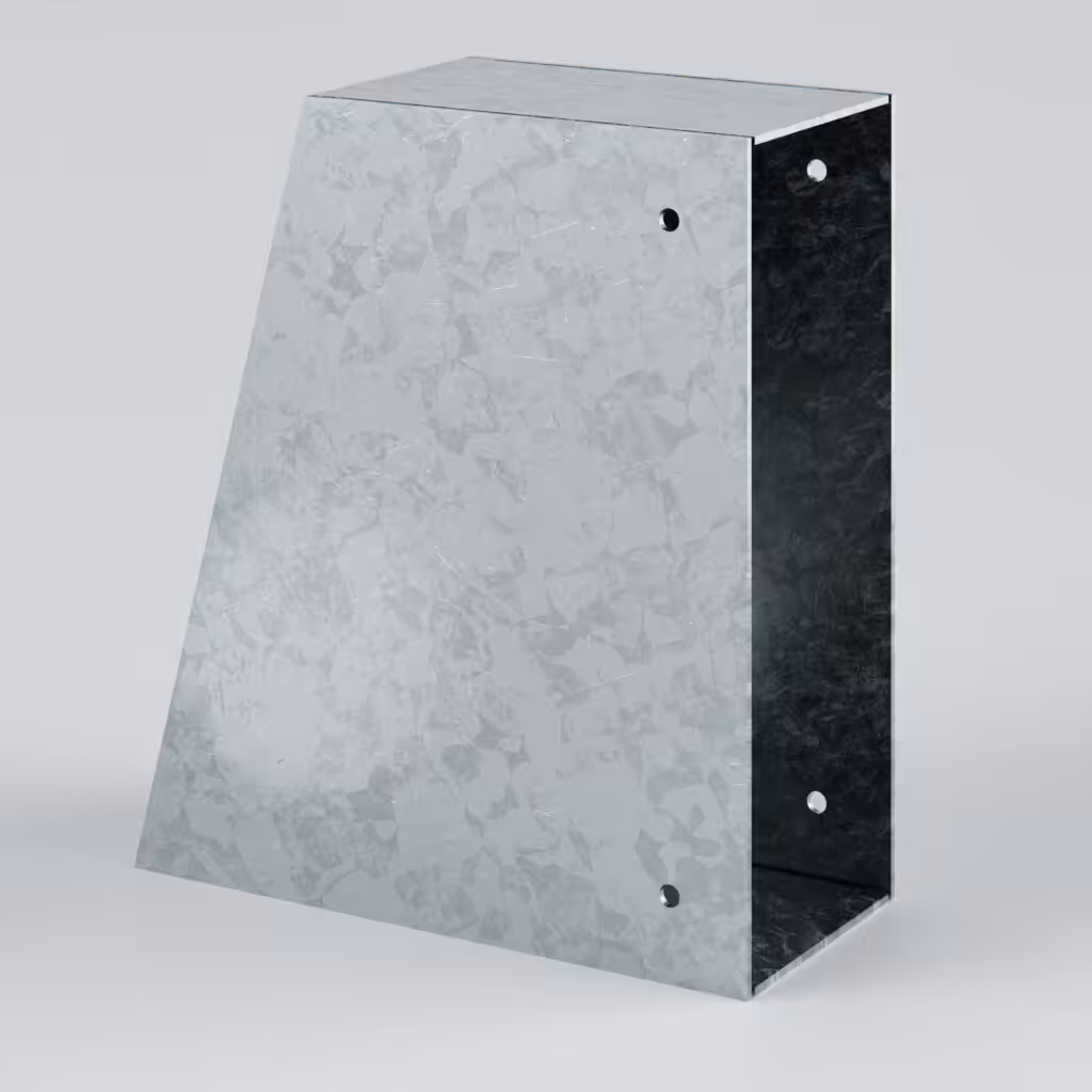 Galvanised metal ducting with perforated holes.
