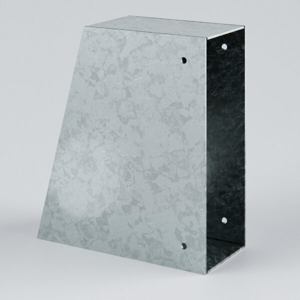 Galvanised metal ducting with perforated holes.