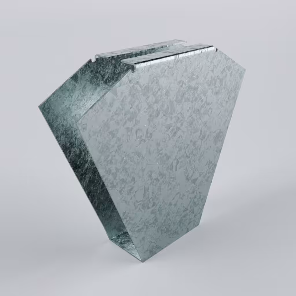 Stylish geometric glass vase design on grey background.