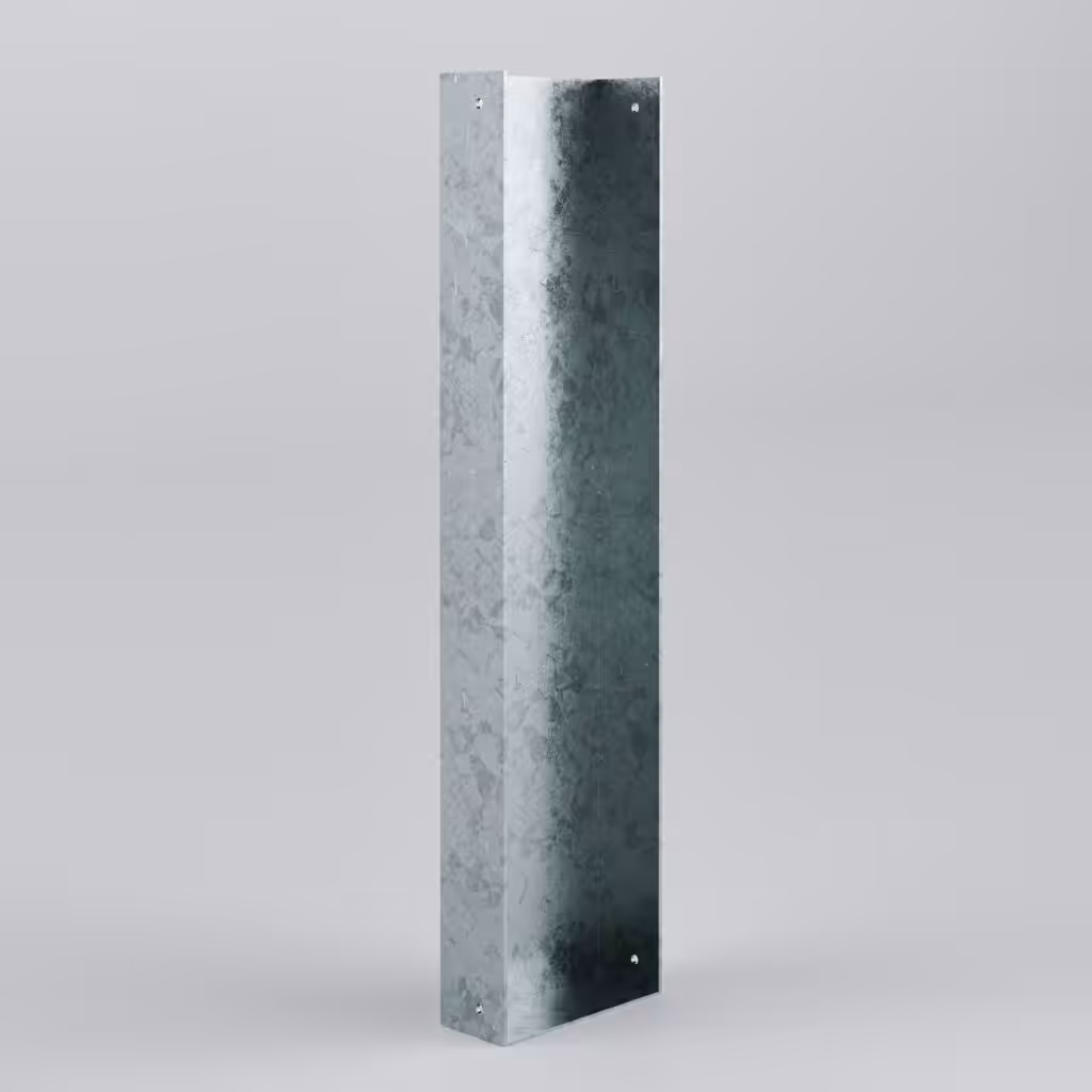 Galvanised steel panel standing upright
