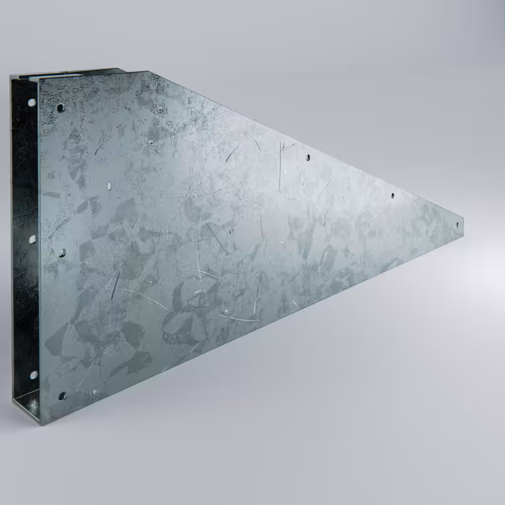 Metal bracket with textured surface and mounting holes