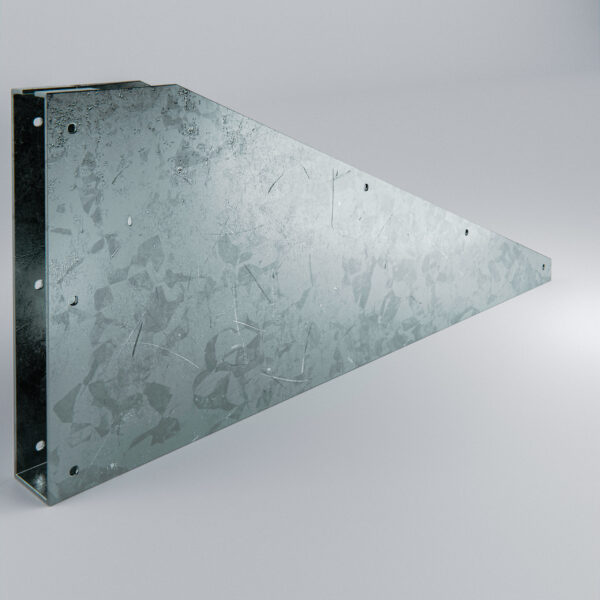 Metal bracket with textured surface and mounting holes