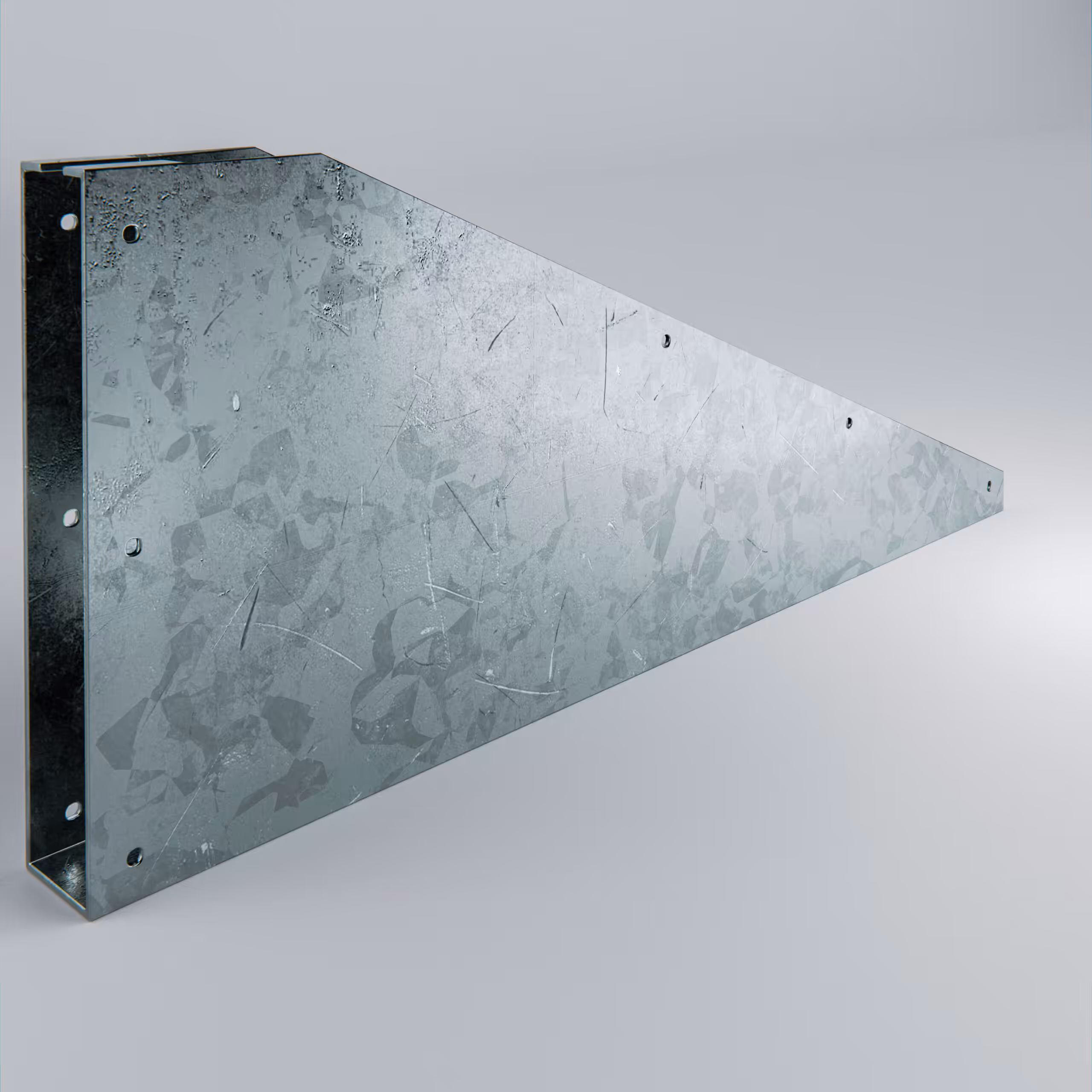 Metal bracket with textured surface and mounting holes