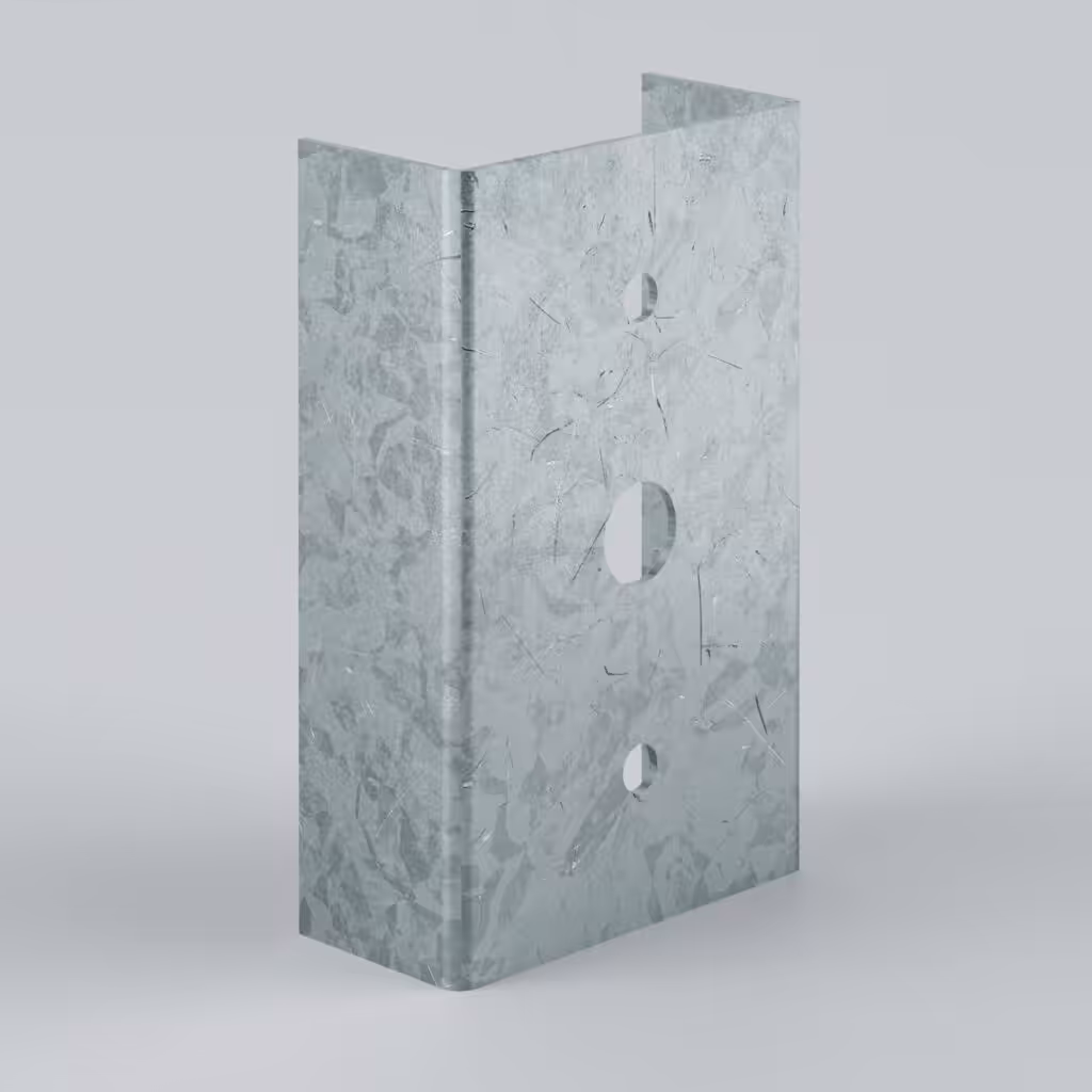 Metal bracket with holes for mounting purposes.