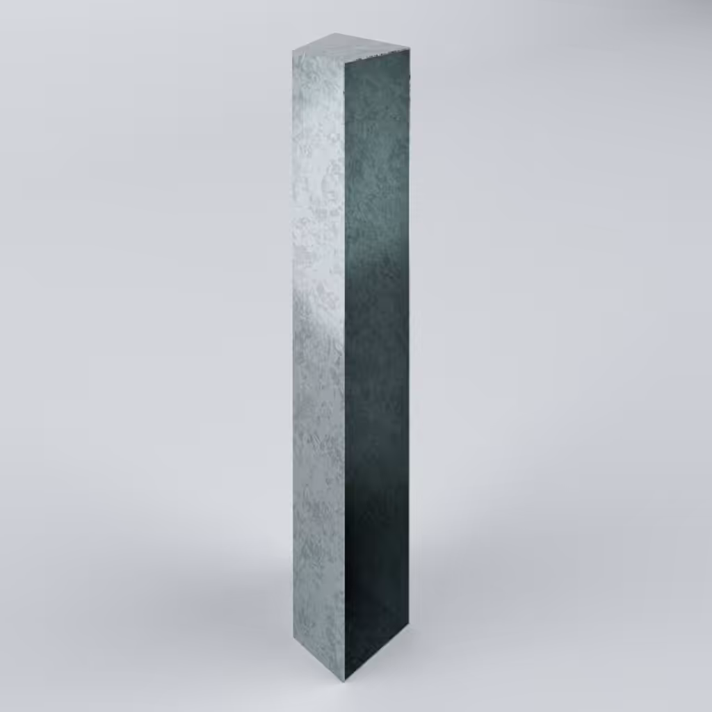 Tall rectangular metal structure on a grey background.