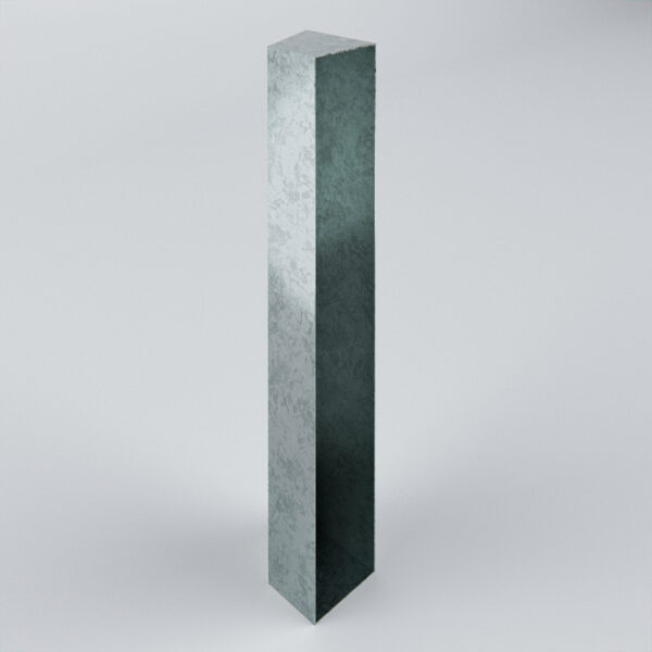 Tall rectangular metal structure on a grey background.