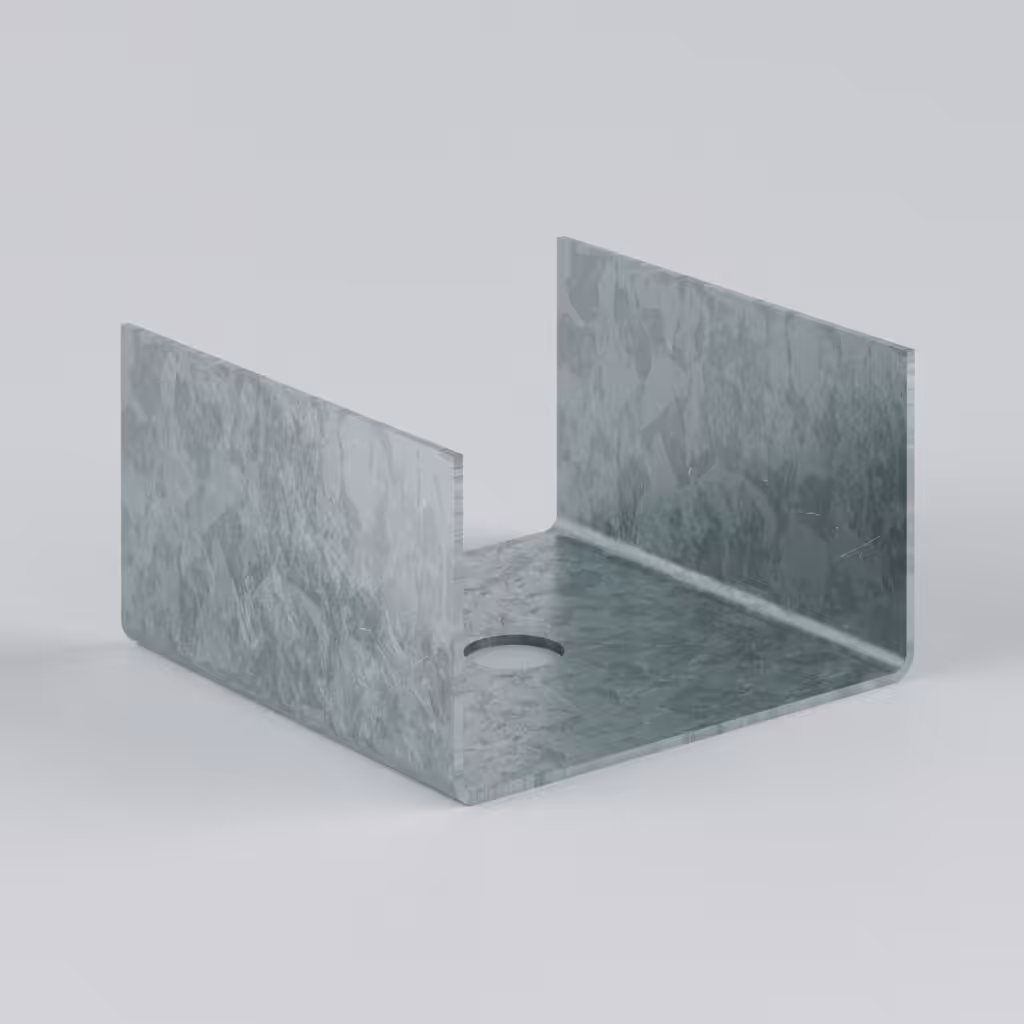 Galvanised steel bracket with hole for fixing