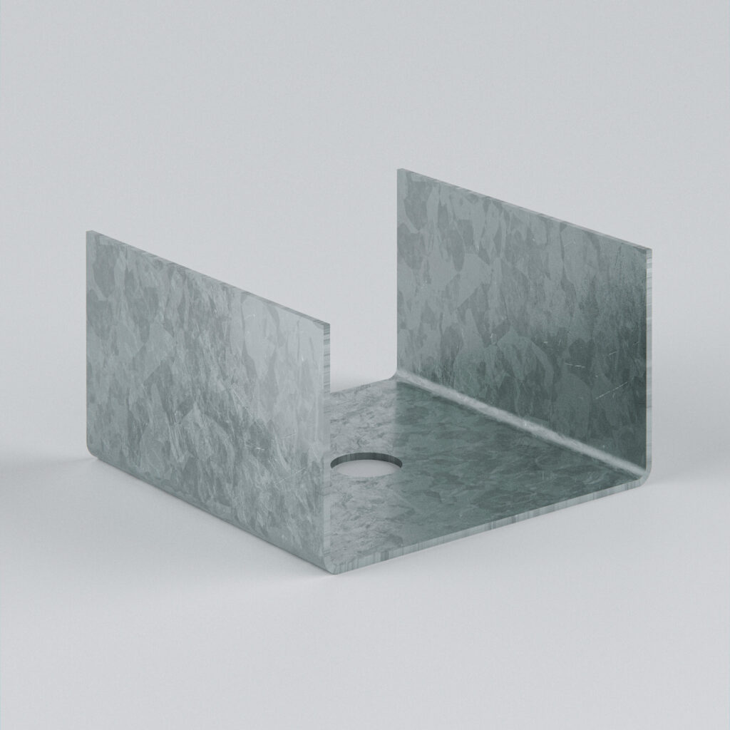 Galvanised steel bracket with hole for fixing