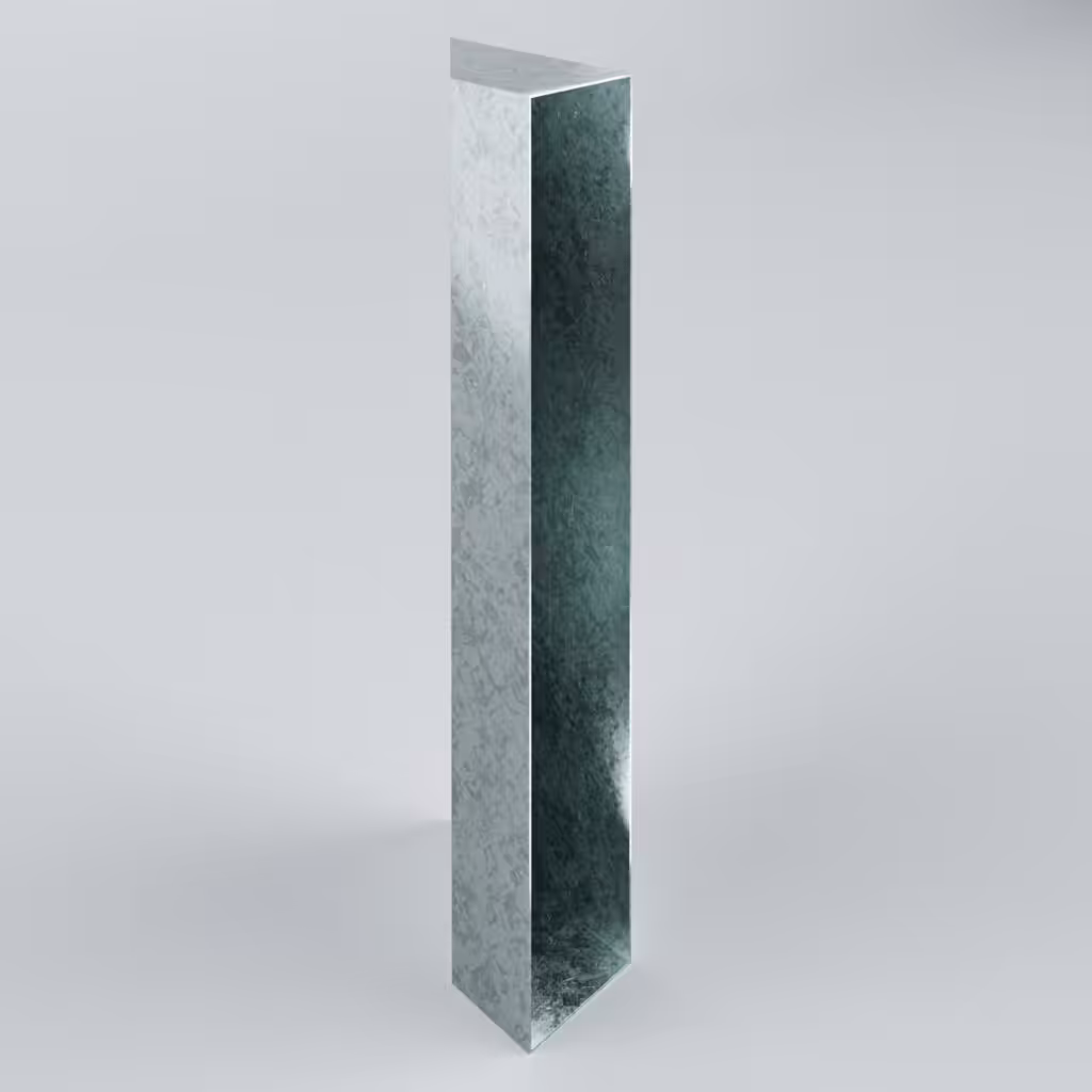 Reflective rectangular metal structure on a light background