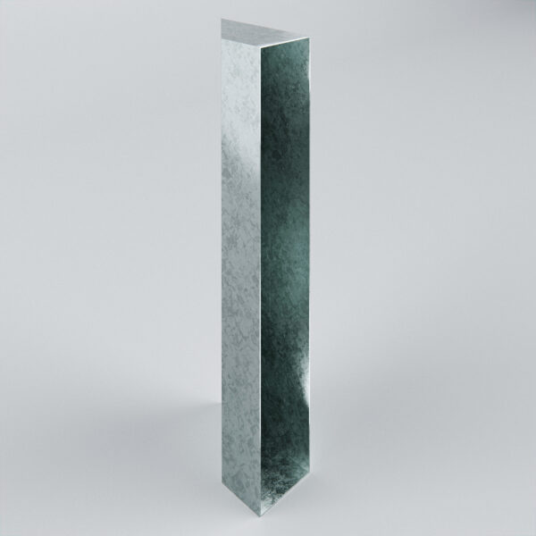 Reflective rectangular metal structure on a light background