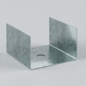 Galvanised metal bracket for construction use.