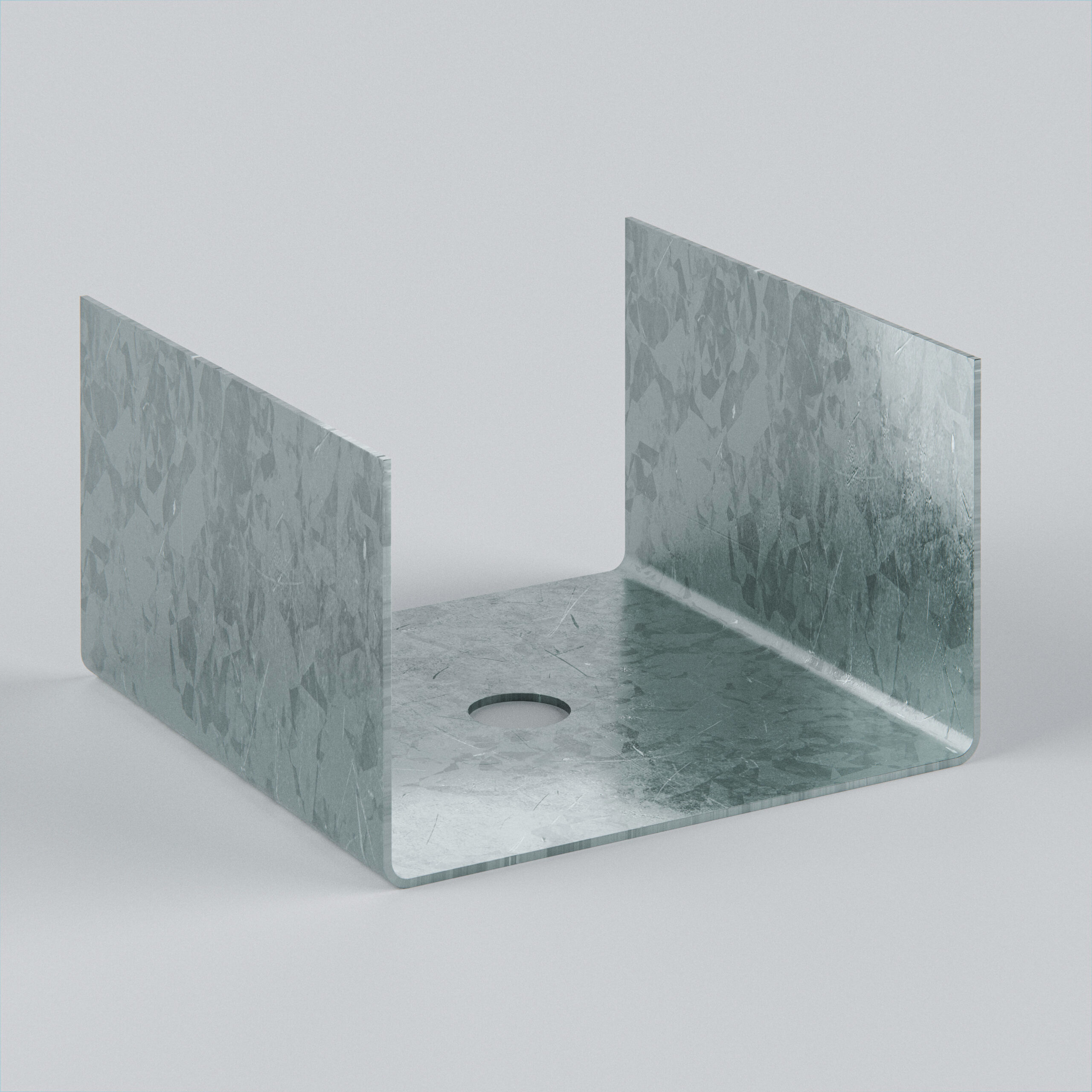 Galvanised metal bracket for construction use.