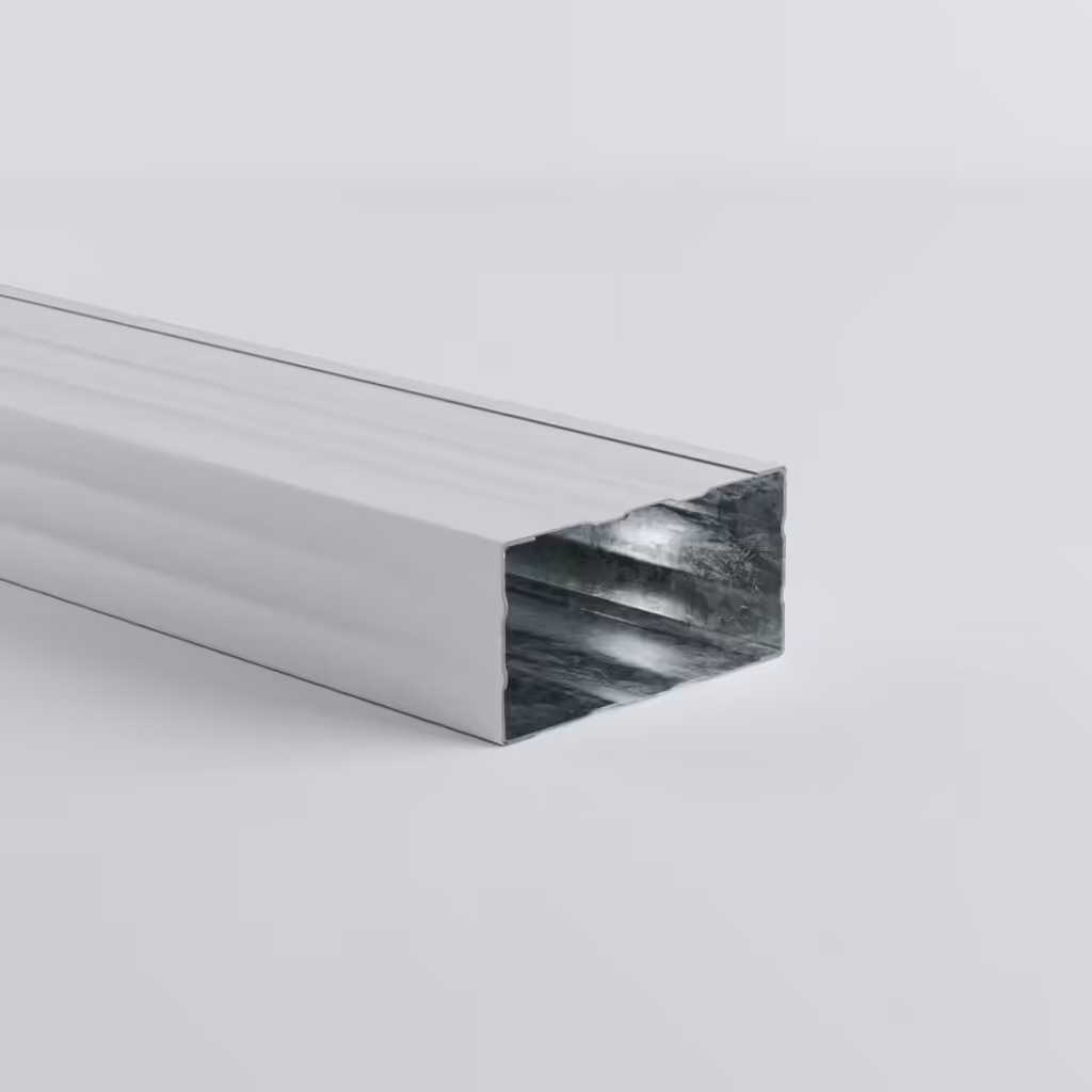 Cross-section of a rectangular metal channel.