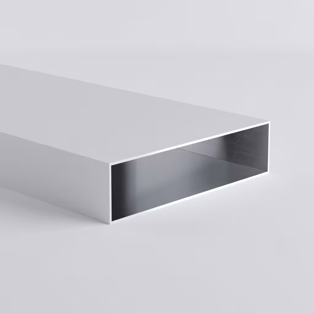 Metal rectangular section with open interior space.