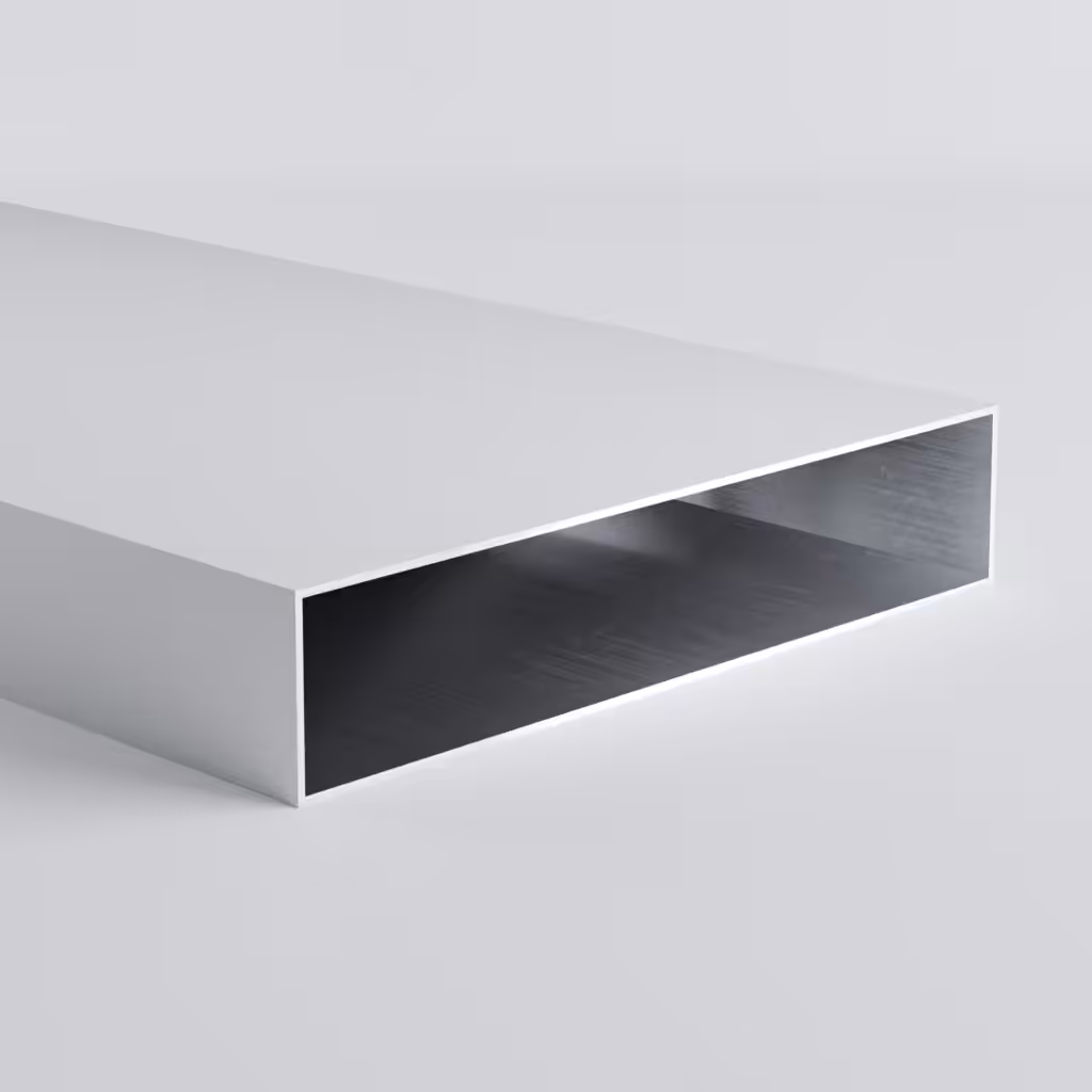 White metal rectangular bar with hollow interior