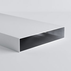 White metal rectangular bar with hollow interior