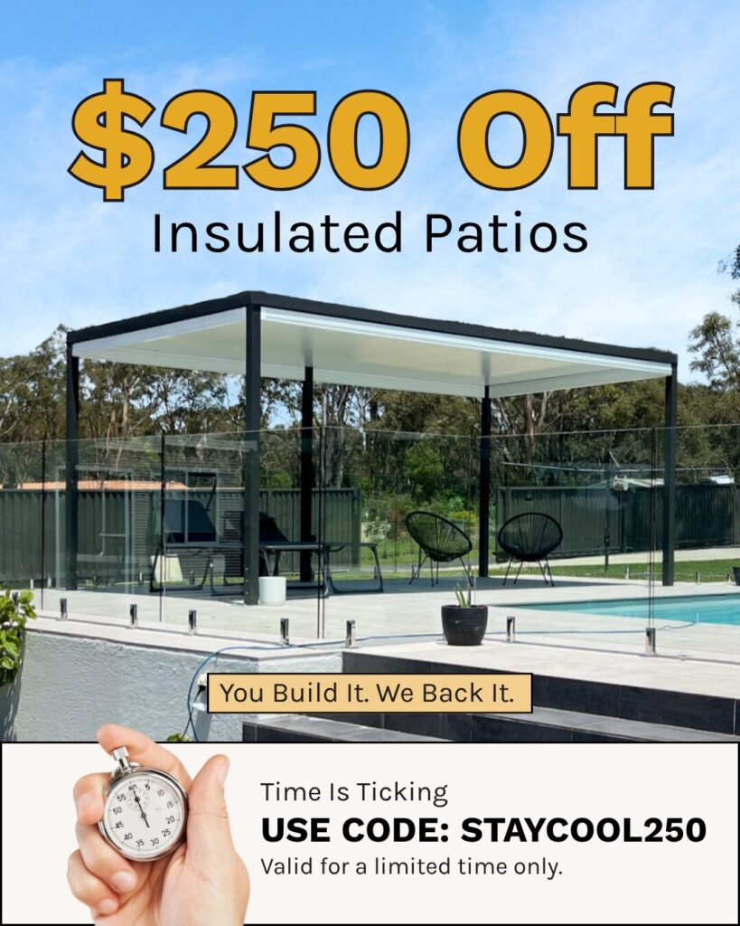 Modern insulated patio with $250 off offer